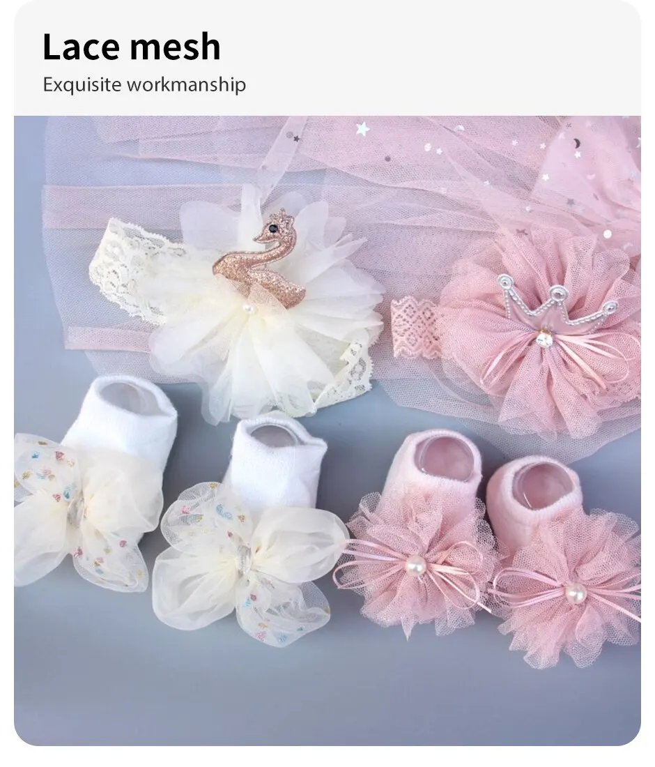 Newborn 2-Piece Lace Headband Set — Image 9
