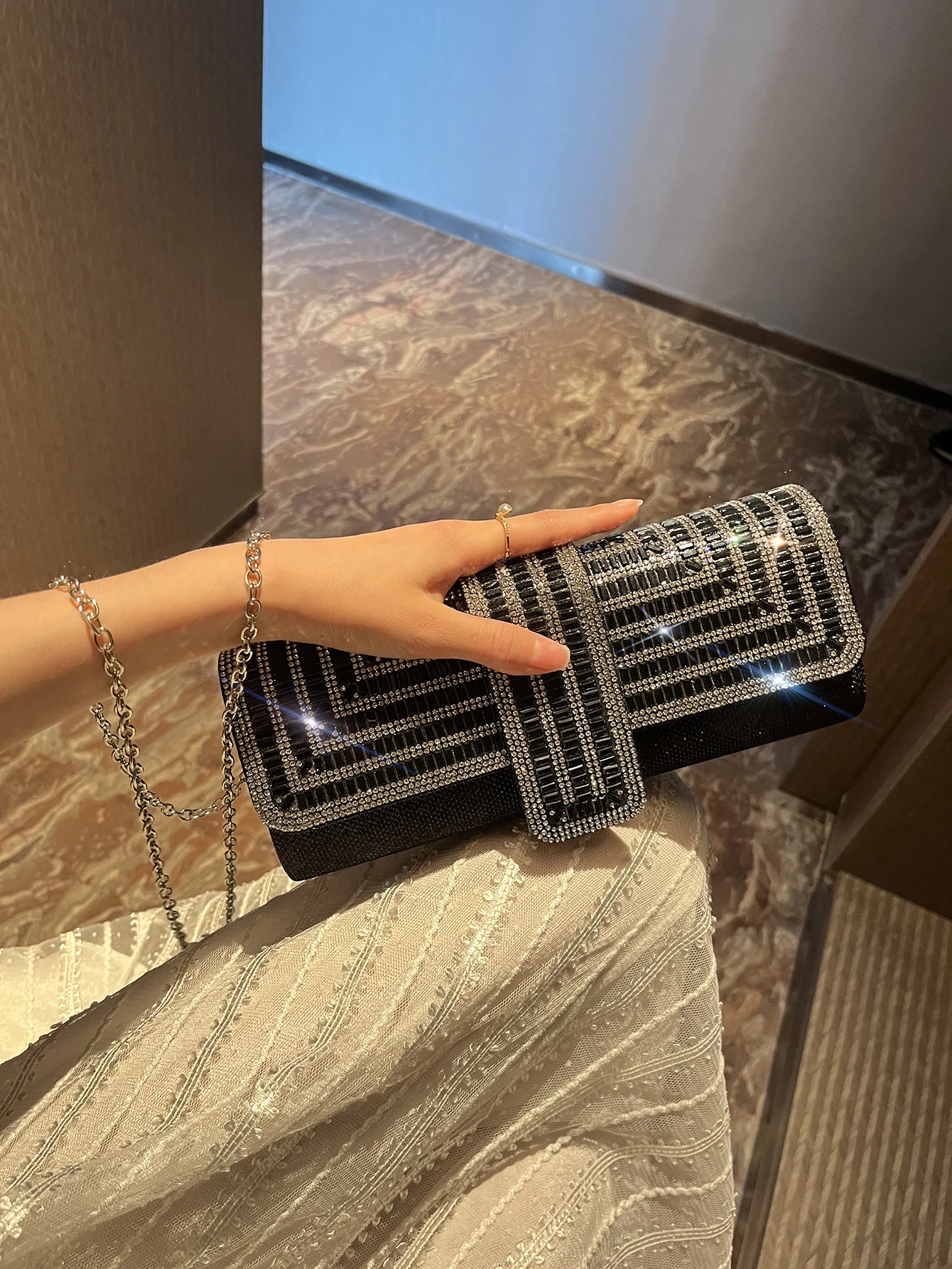 Crystal Clutch with Chain — Image 7