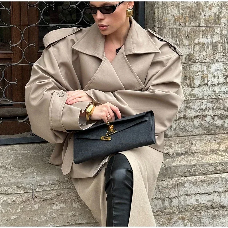 Lace-Up V-Neck Trench Coat — Image 3