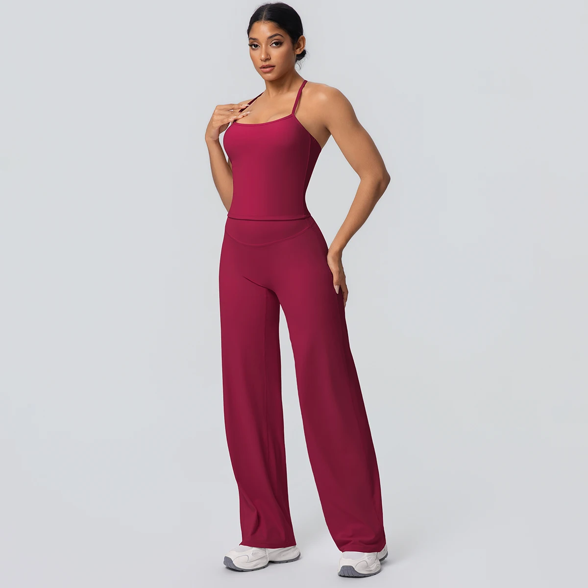 2-Piece Solid Yoga Sports Set — Image 37