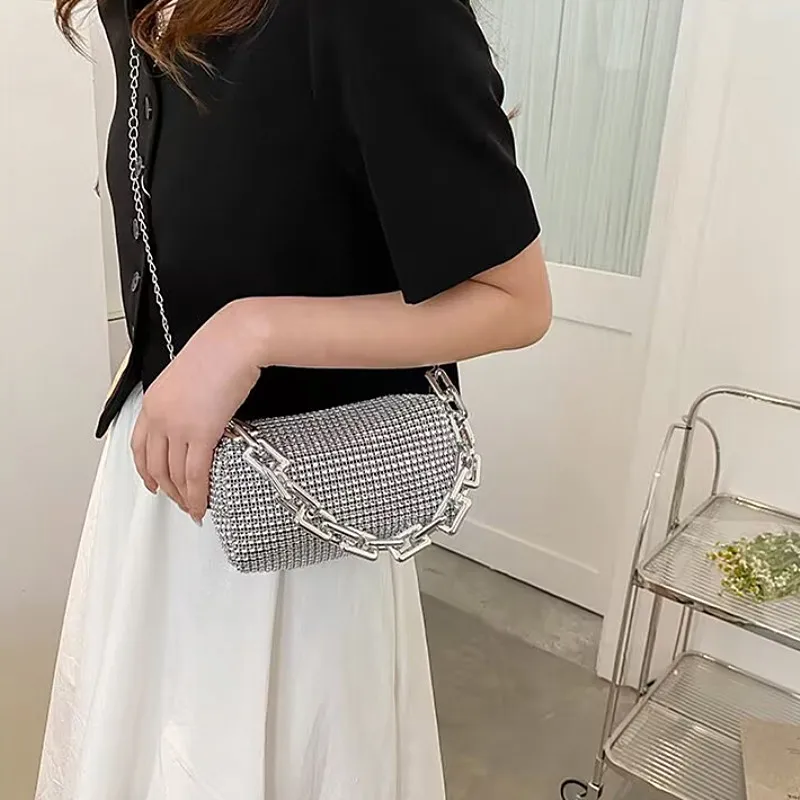Rhinestone Purse with Chain — Image 8