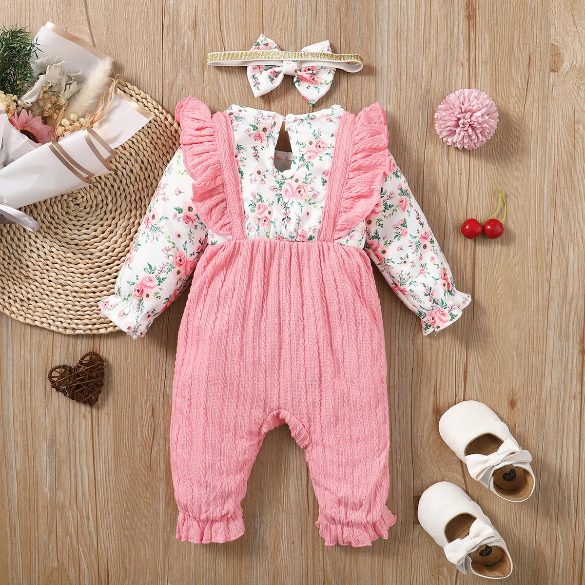 Newborn Floral Long Sleeve Romper — Image 16