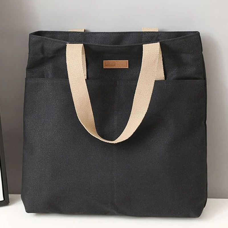 Casual Solid Canvas Tote Bag — Image 9