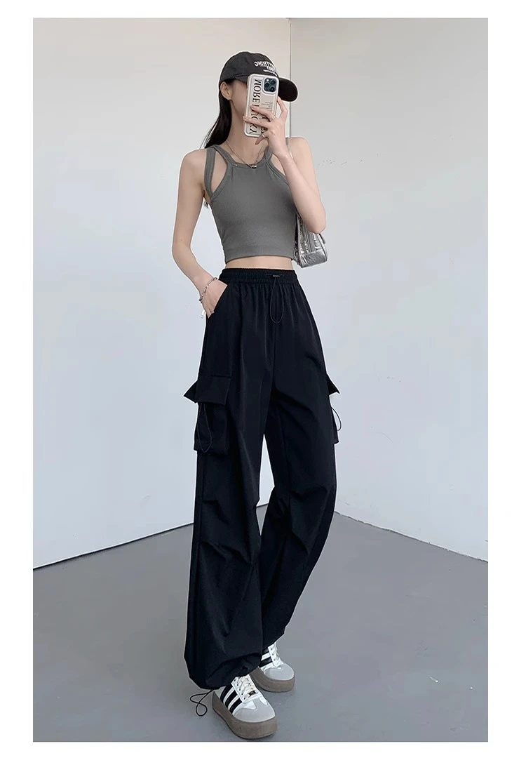 Summer Wide-Leg Cargo Pants with Pockets — Image 9
