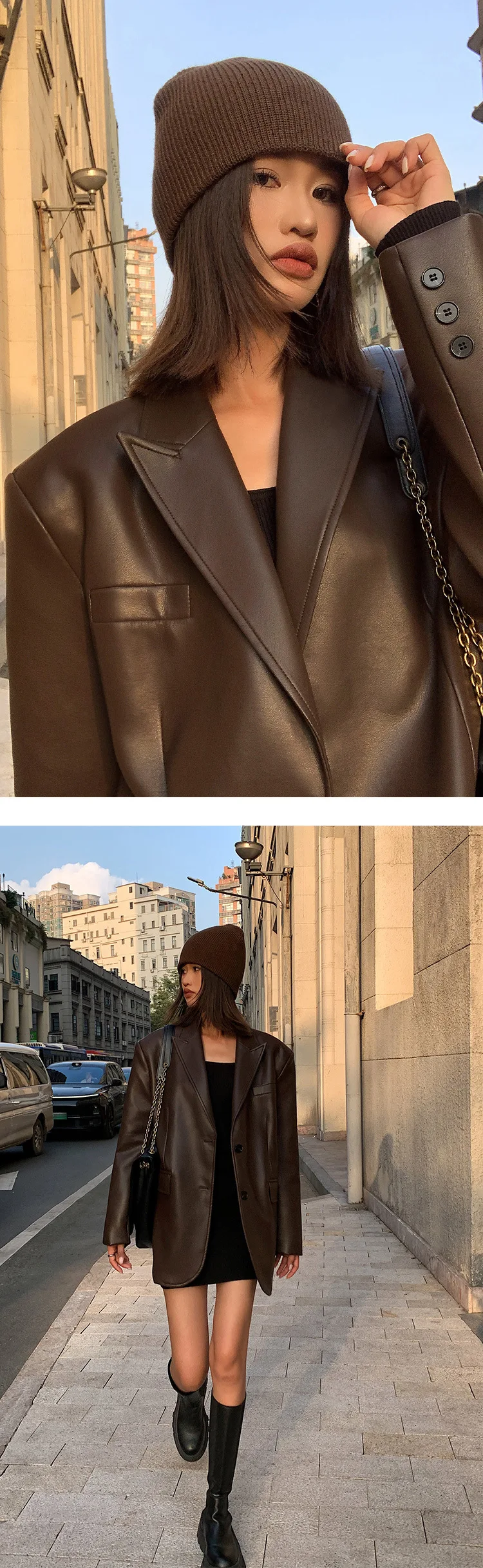 Vintage Loose Leather Blazer — Image 17