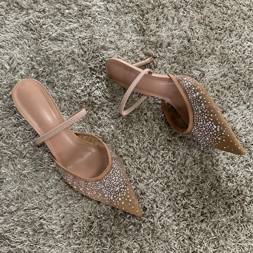 Rhinestone Mesh Summer High Heels — Image 6