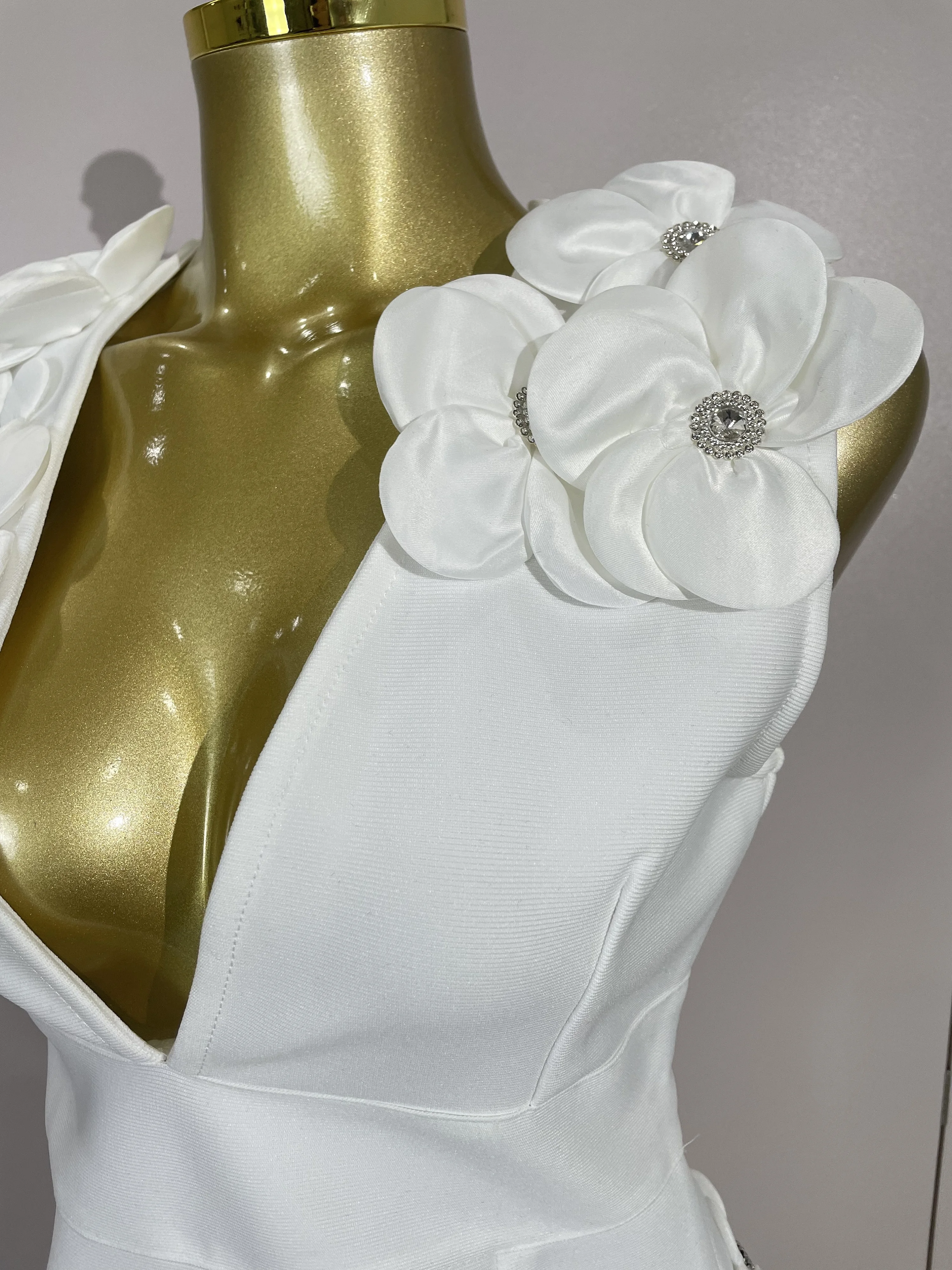 Crystal Sleeveless V-Neck Evening Gown — Image 25