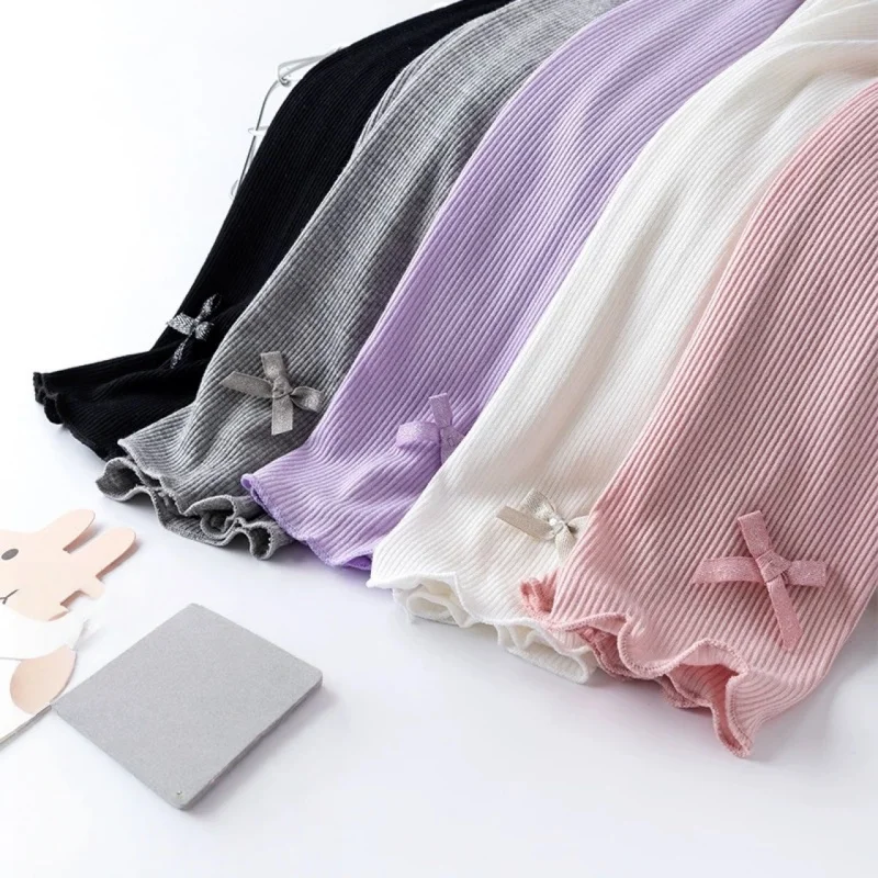 Girls' Solid Summer Leggings with Bow — Image 12