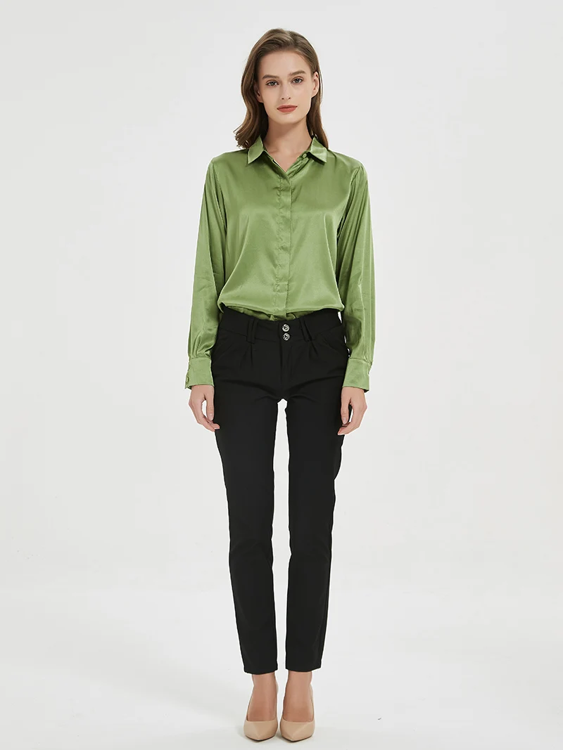 Solid Silk Long Formal Shirt — Image 11