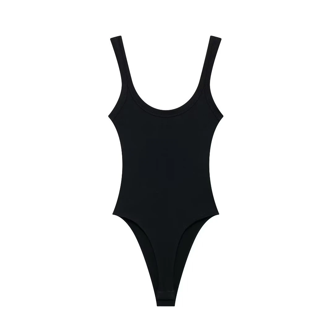 Slim-Fit Ribbed Bodysuit with Buttons — Image 18