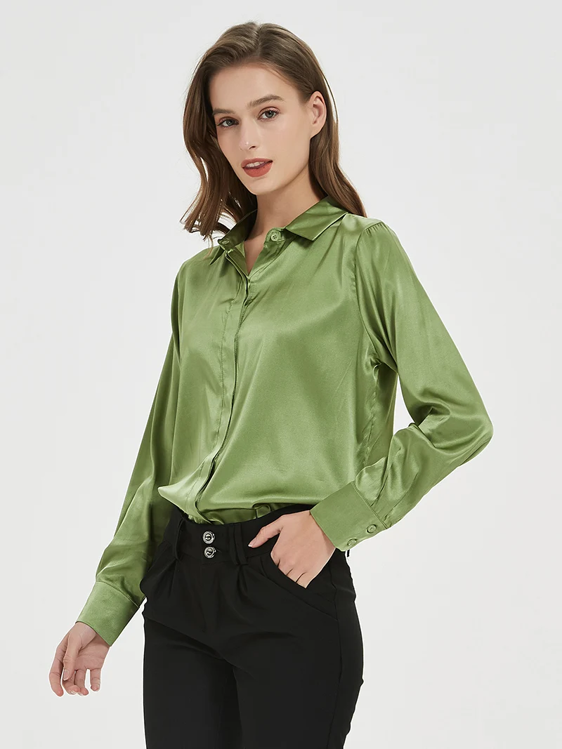 Solid Silk Long Formal Shirt — Image 10