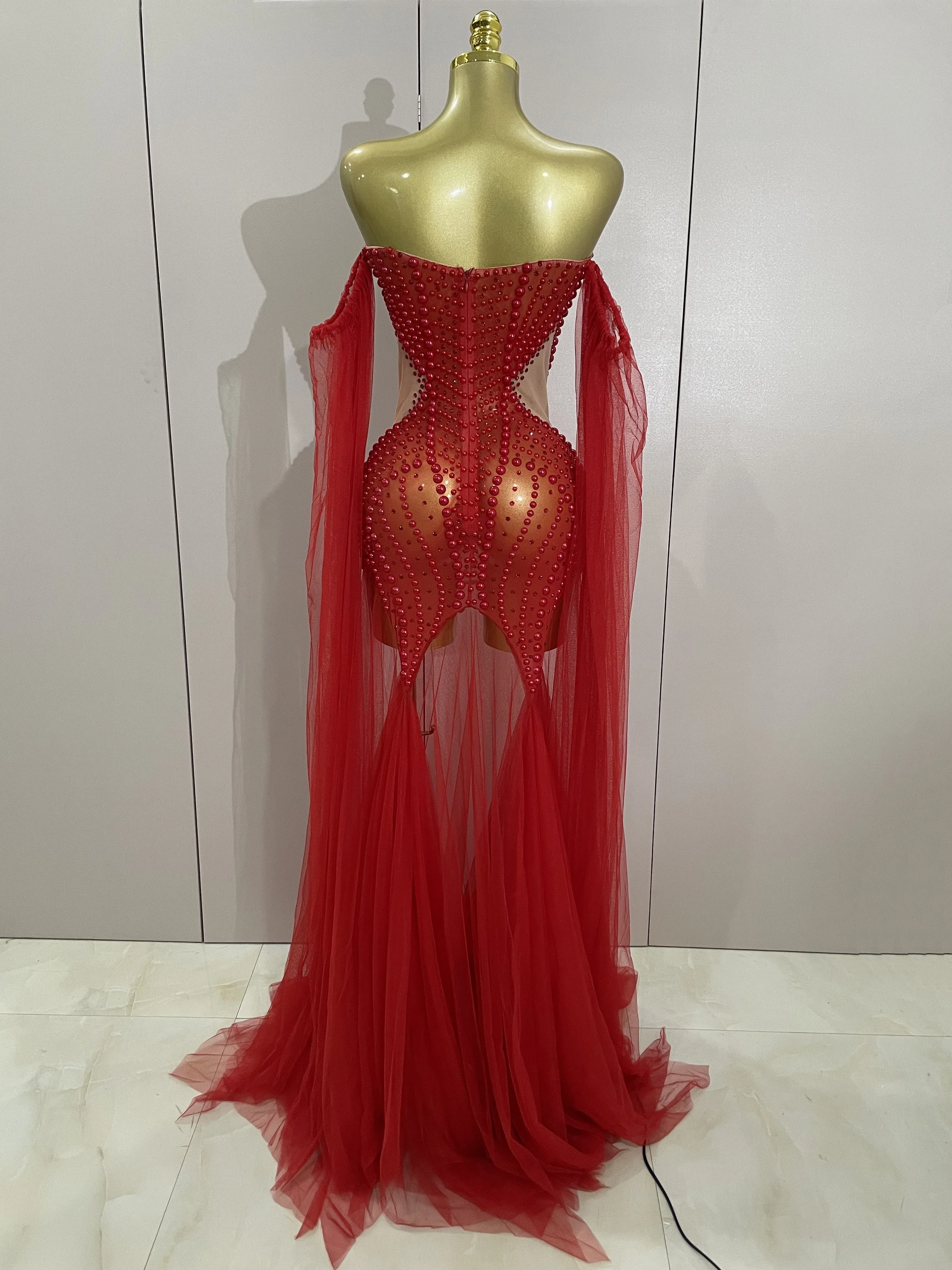 Elegant Rhinestone Mesh Evening Dress — Image 18
