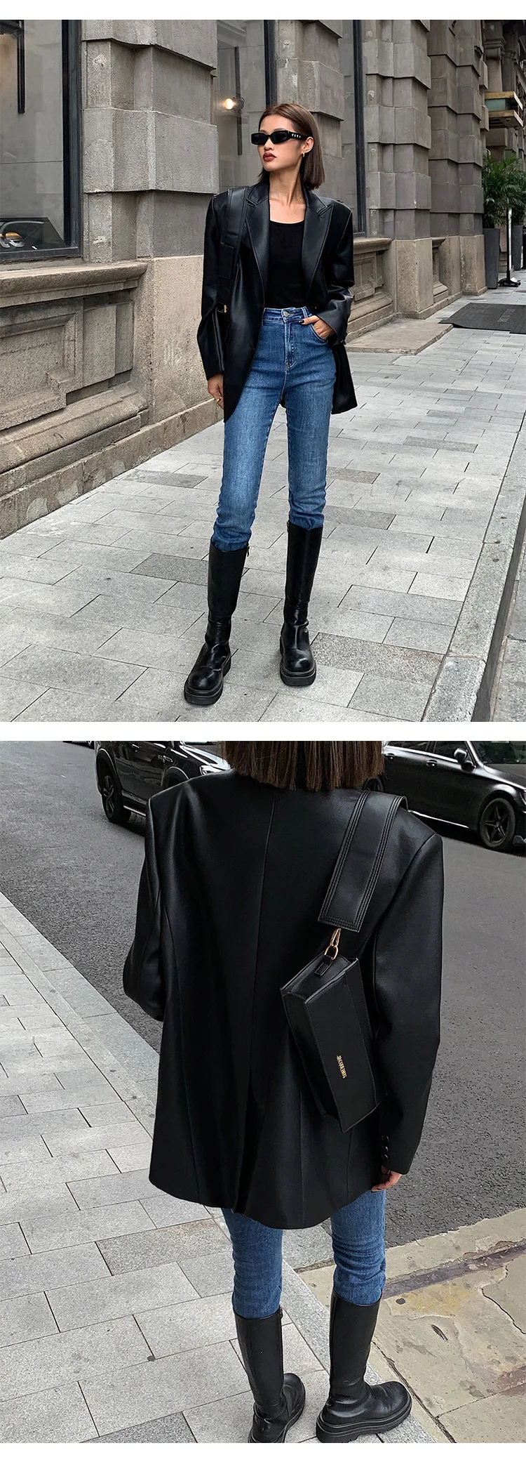Vintage Loose Leather Blazer — Image 9