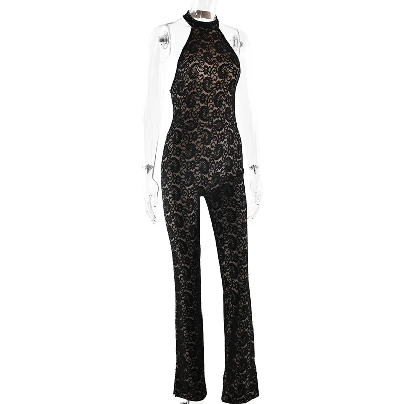 Lace Backless Halter Jumpsuit — Image 8