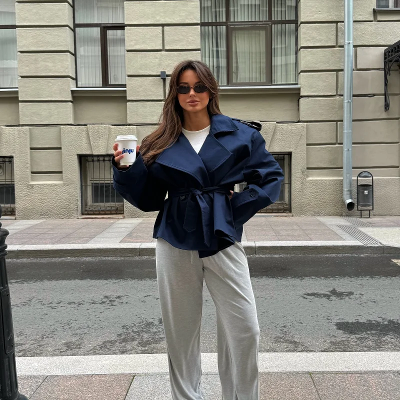 Lace-Up V-Neck Trench Coat — Image 15