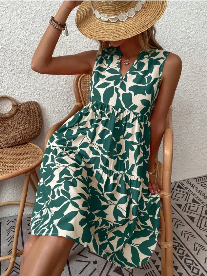 Boho Sleeveless V-Neck Summer Mini Dress — Image 27