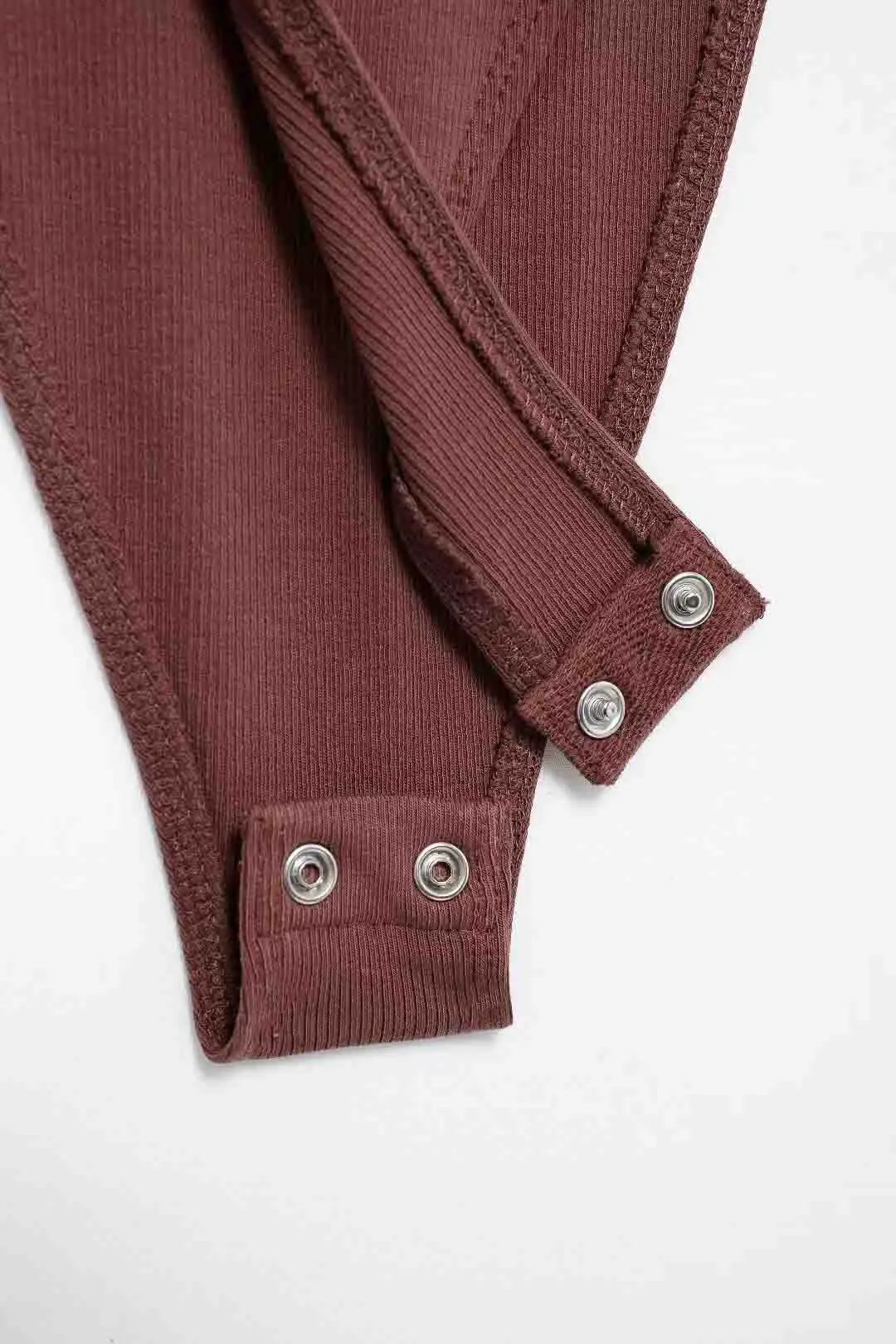 Slim-Fit Ribbed Bodysuit with Buttons — Image 17