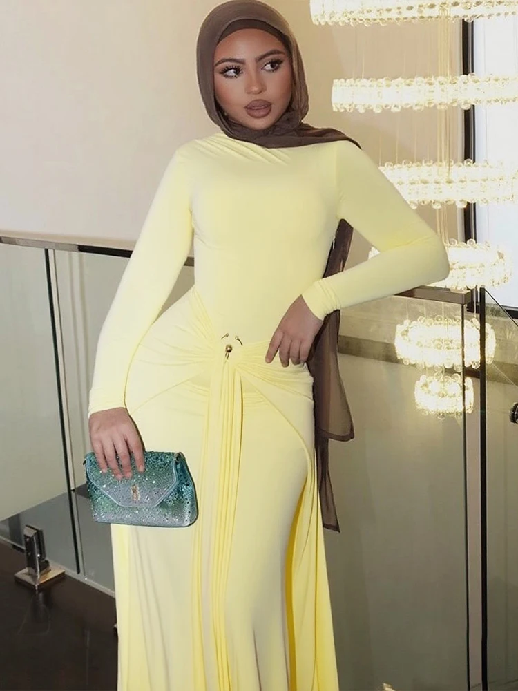 فستان ماكسي ضيّق أنيق بتجعيدات — صورة 36