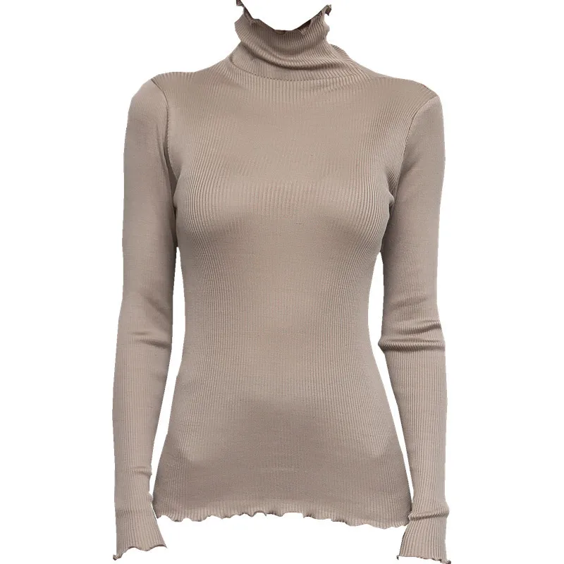 Solid Silk Turtleneck Cardigan — Image 6