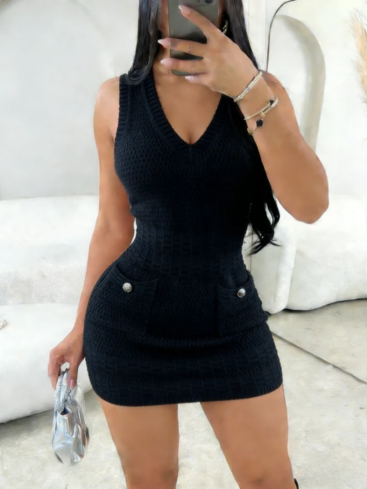 Bodycon Sleeveless Hollow-Out Mini Dress — Image 9