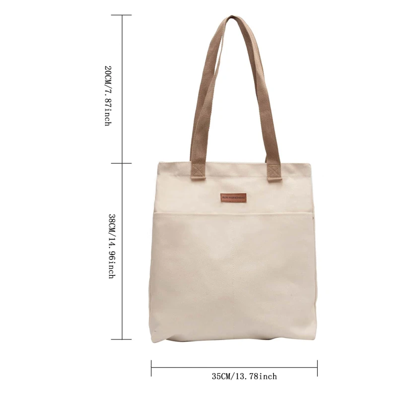 Casual Solid Canvas Tote Bag — Image 14