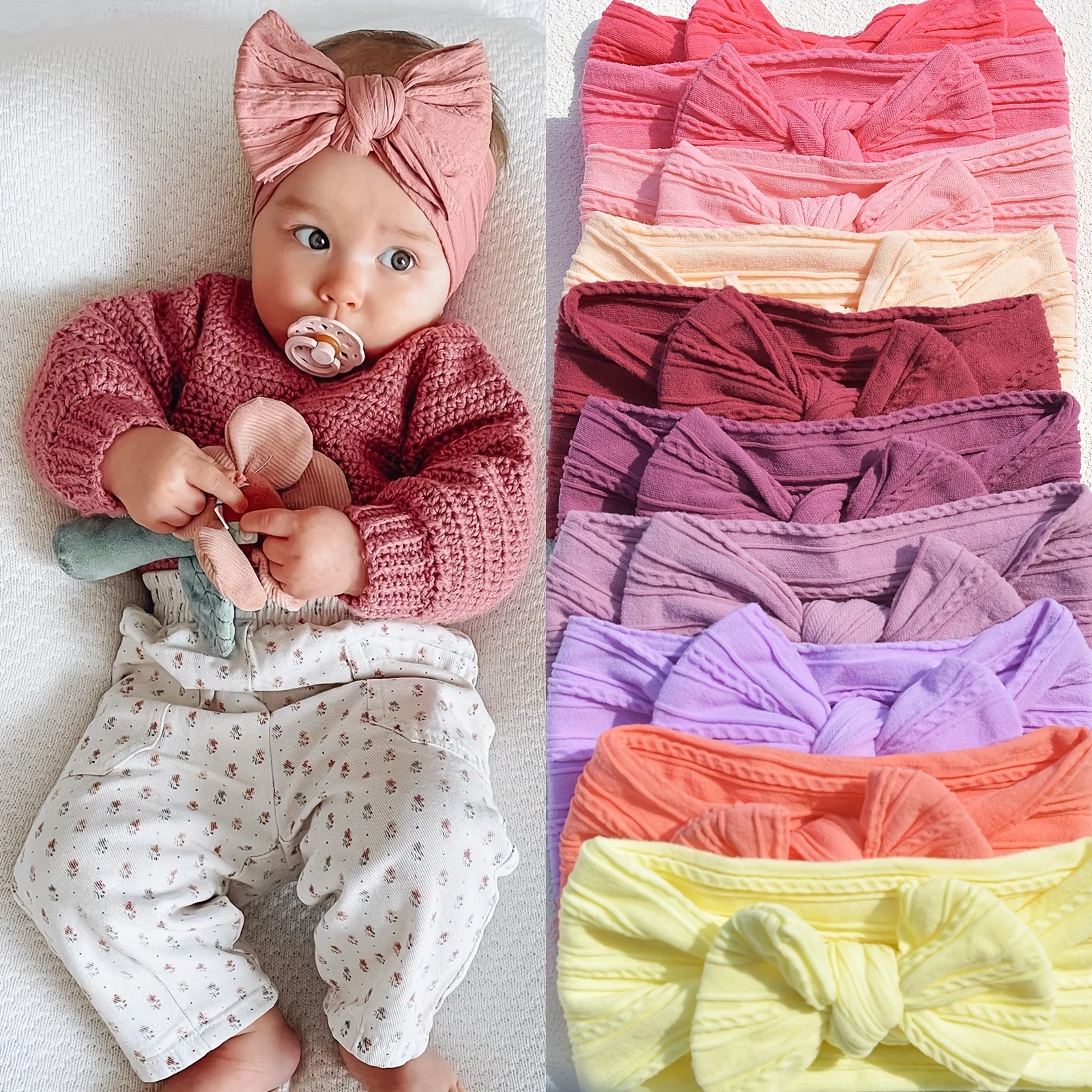 Baby Stretchy Nylon Headband with Bow — Image 7