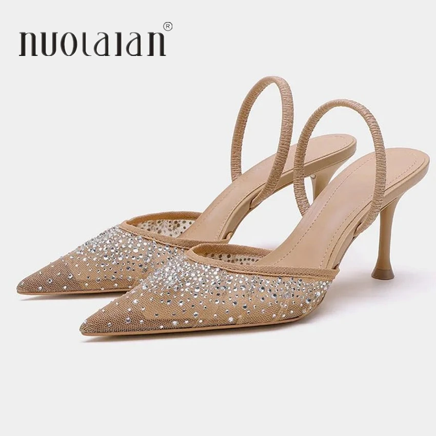 Rhinestone Mesh Summer High Heels