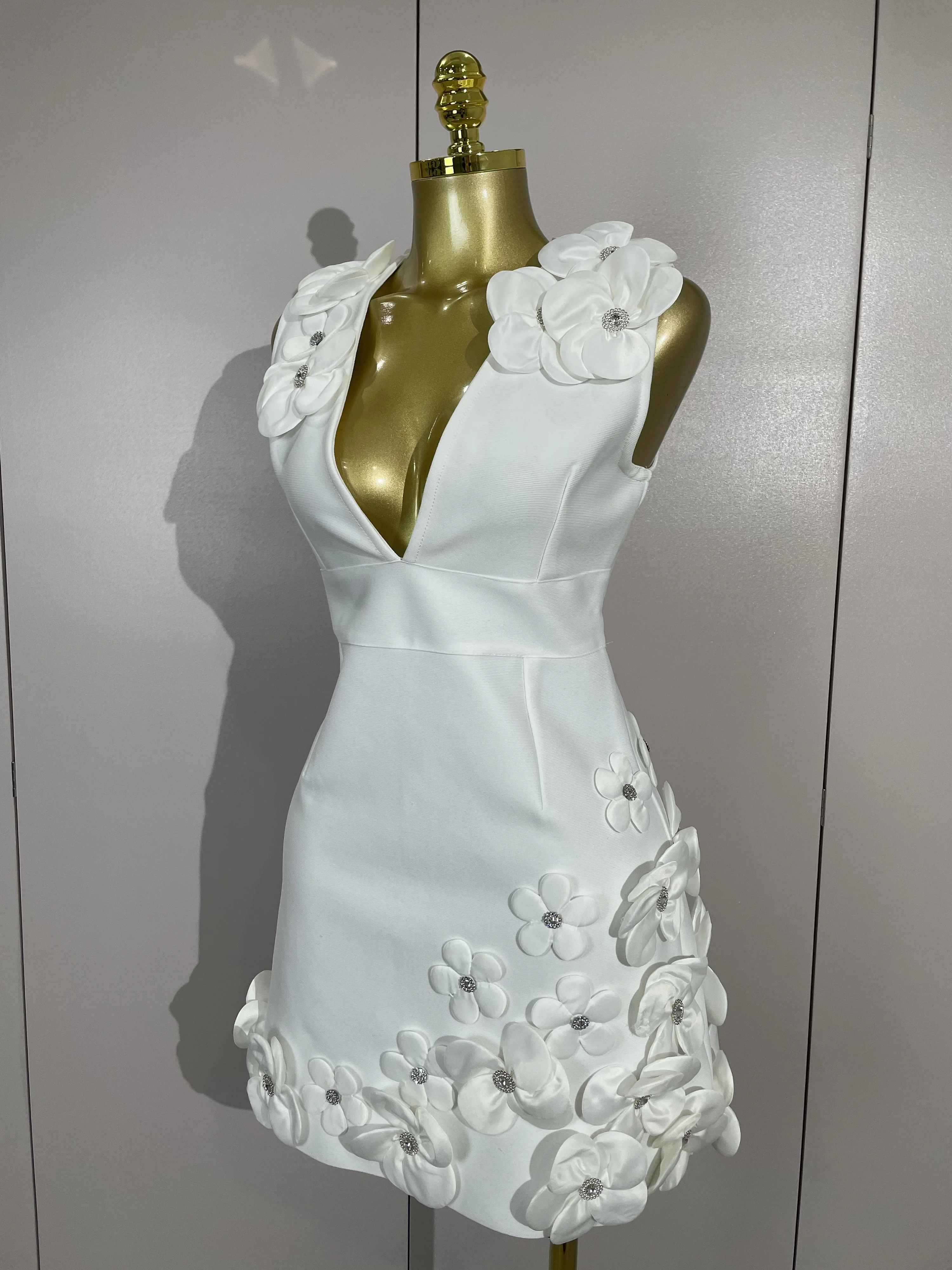 Crystal Sleeveless V-Neck Evening Gown — Image 19