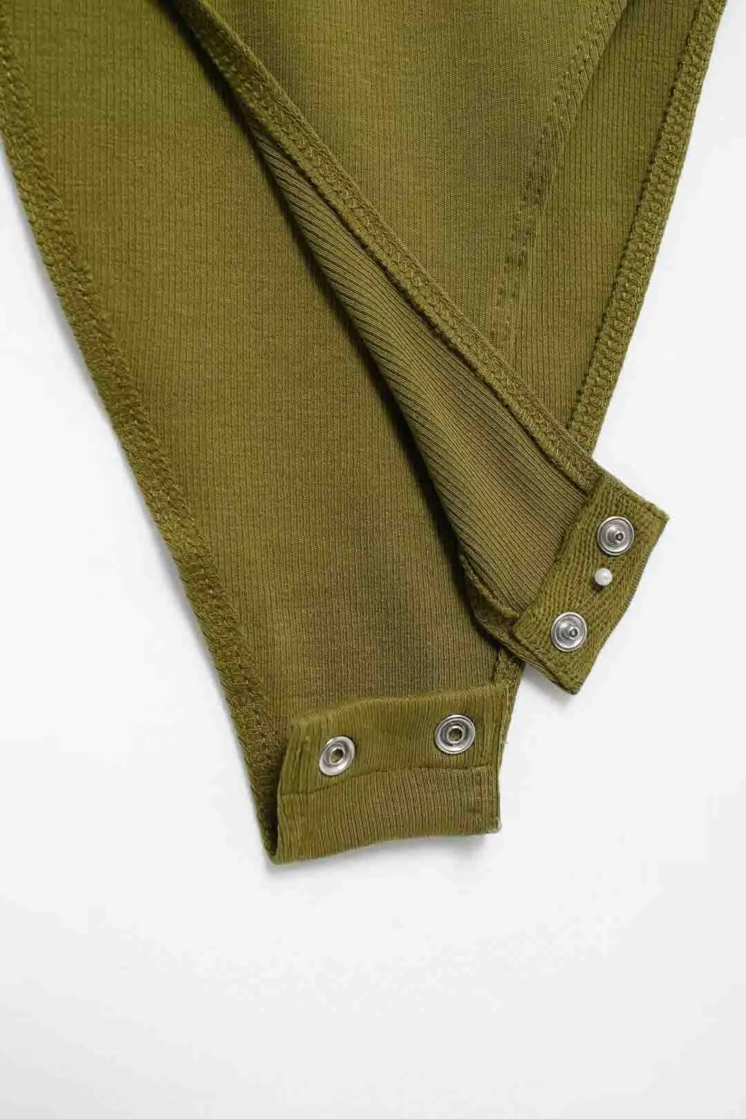 Slim-Fit Ribbed Bodysuit with Buttons — Image 31