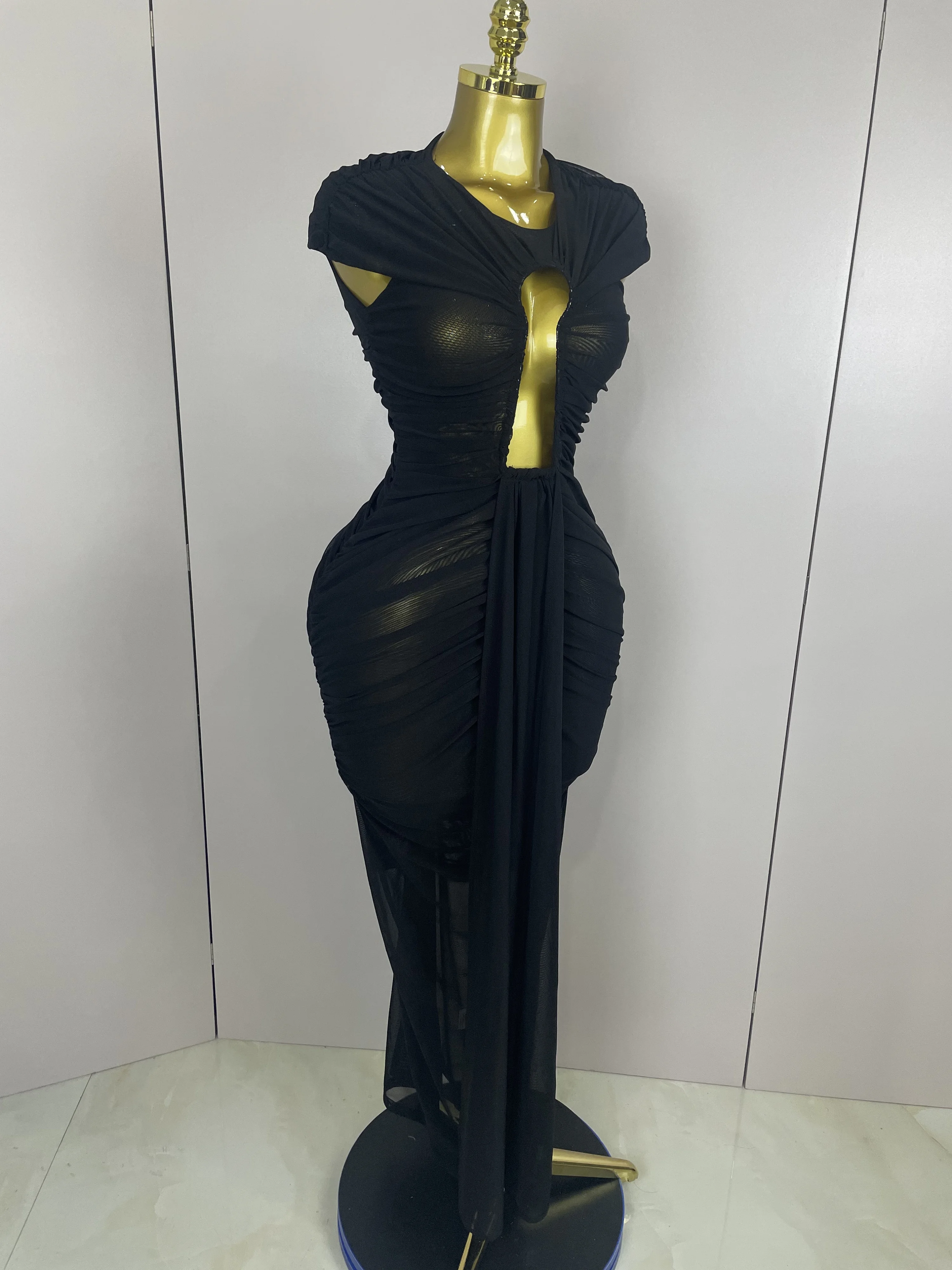 Bodycon Mesh Sleeveless Hollow-Out Long Evening Dress — Image 16
