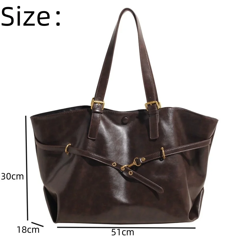 Vintage Large-Capacity Metal Tote Bag with Buckle — Image 20