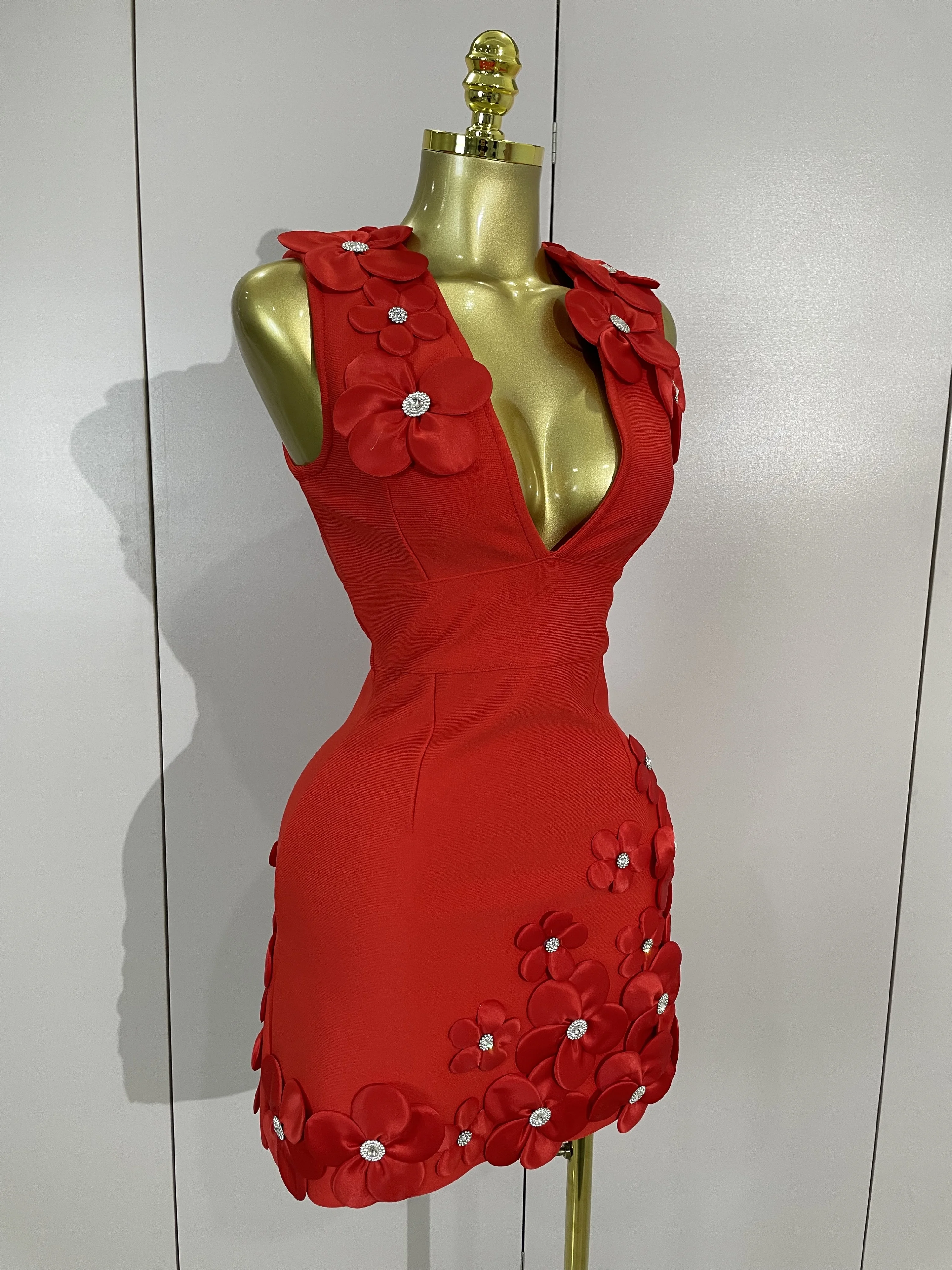 Crystal Sleeveless V-Neck Evening Gown — Image 30