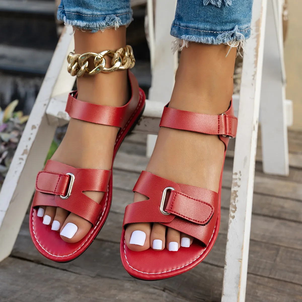 Metallic Summer Sandals with Buckle — Image 6