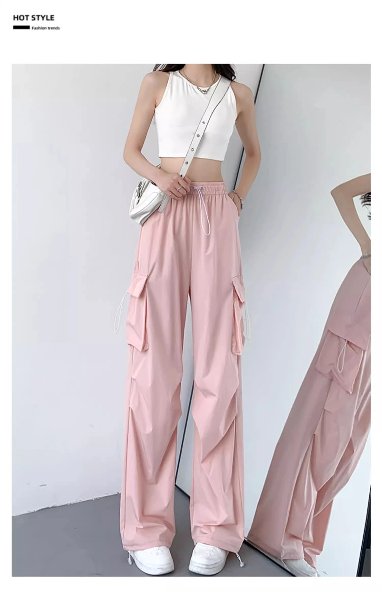 Summer Wide-Leg Cargo Pants with Pockets — Image 12