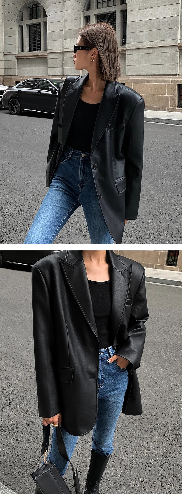 Vintage Loose Leather Blazer — Image 11