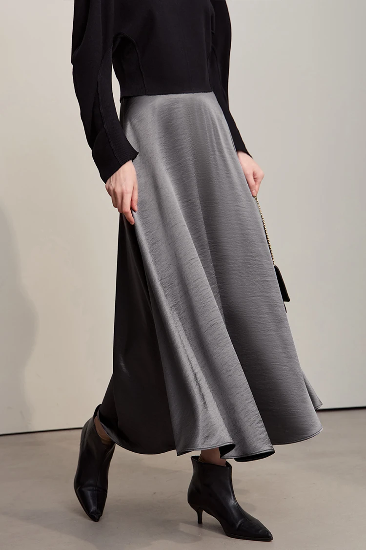 Loose Satin Long Skirt — Image 2