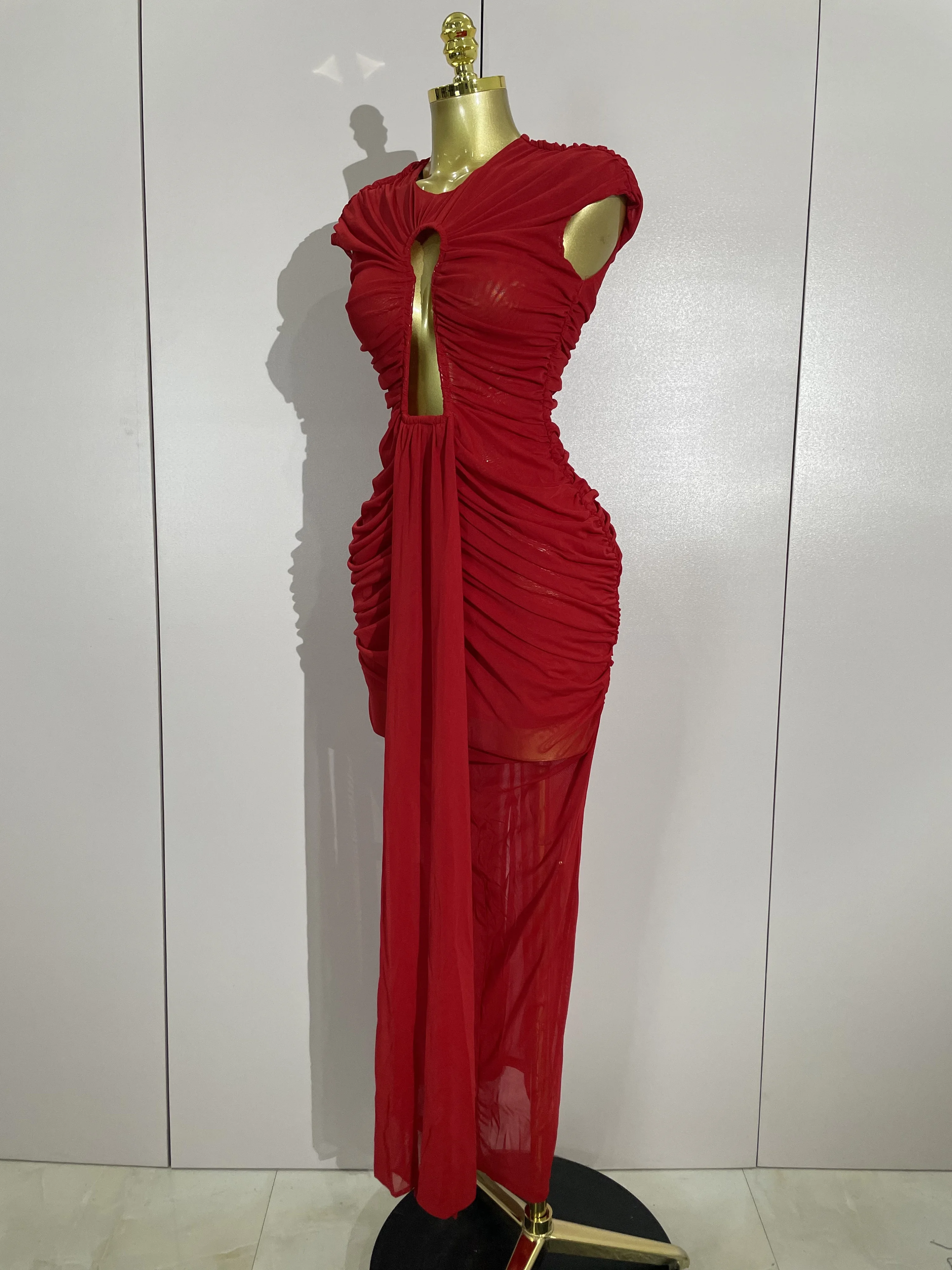 Bodycon Mesh Sleeveless Hollow-Out Long Evening Dress — Image 3