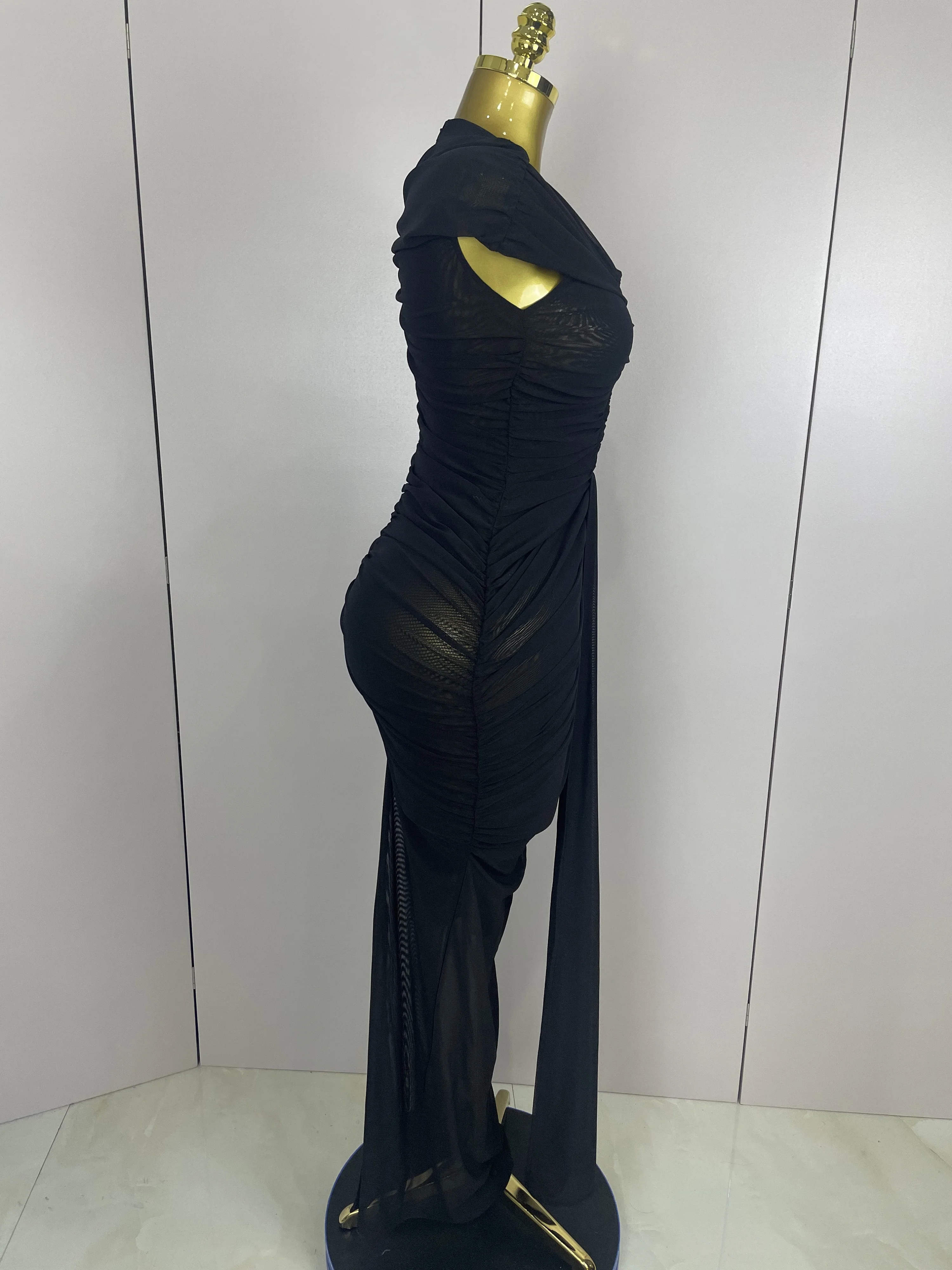 Bodycon Mesh Sleeveless Hollow-Out Long Evening Dress — Image 15