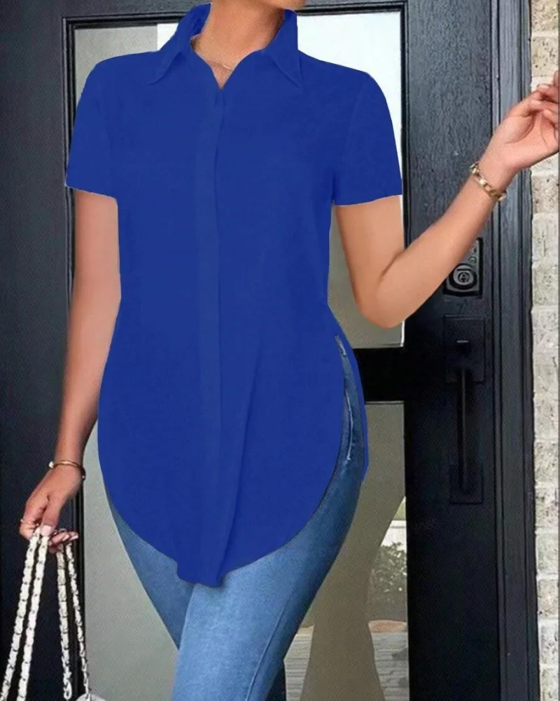 Casual Solid Shirt with Buttons — Image 10