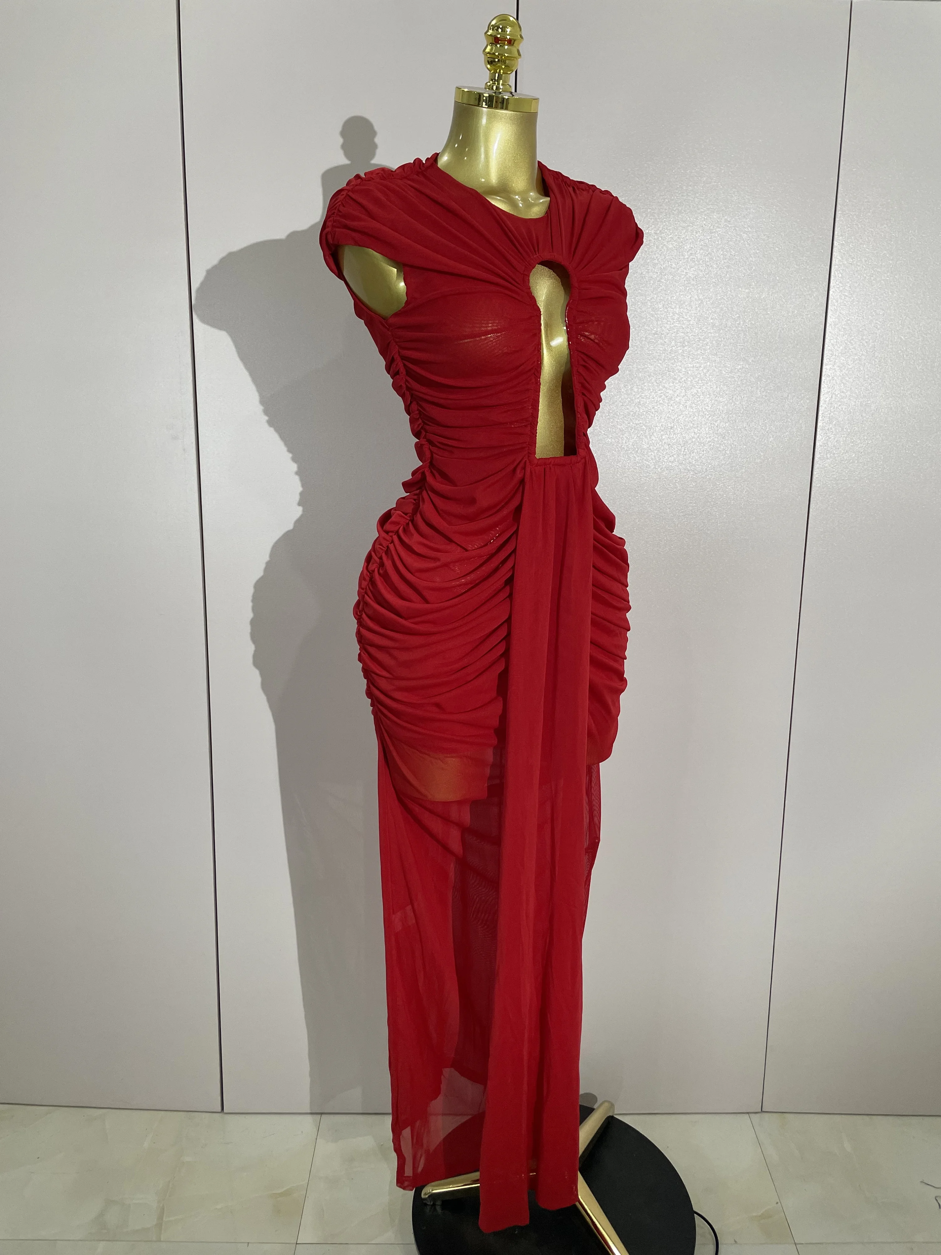 Bodycon Mesh Sleeveless Hollow-Out Long Evening Dress — Image 7