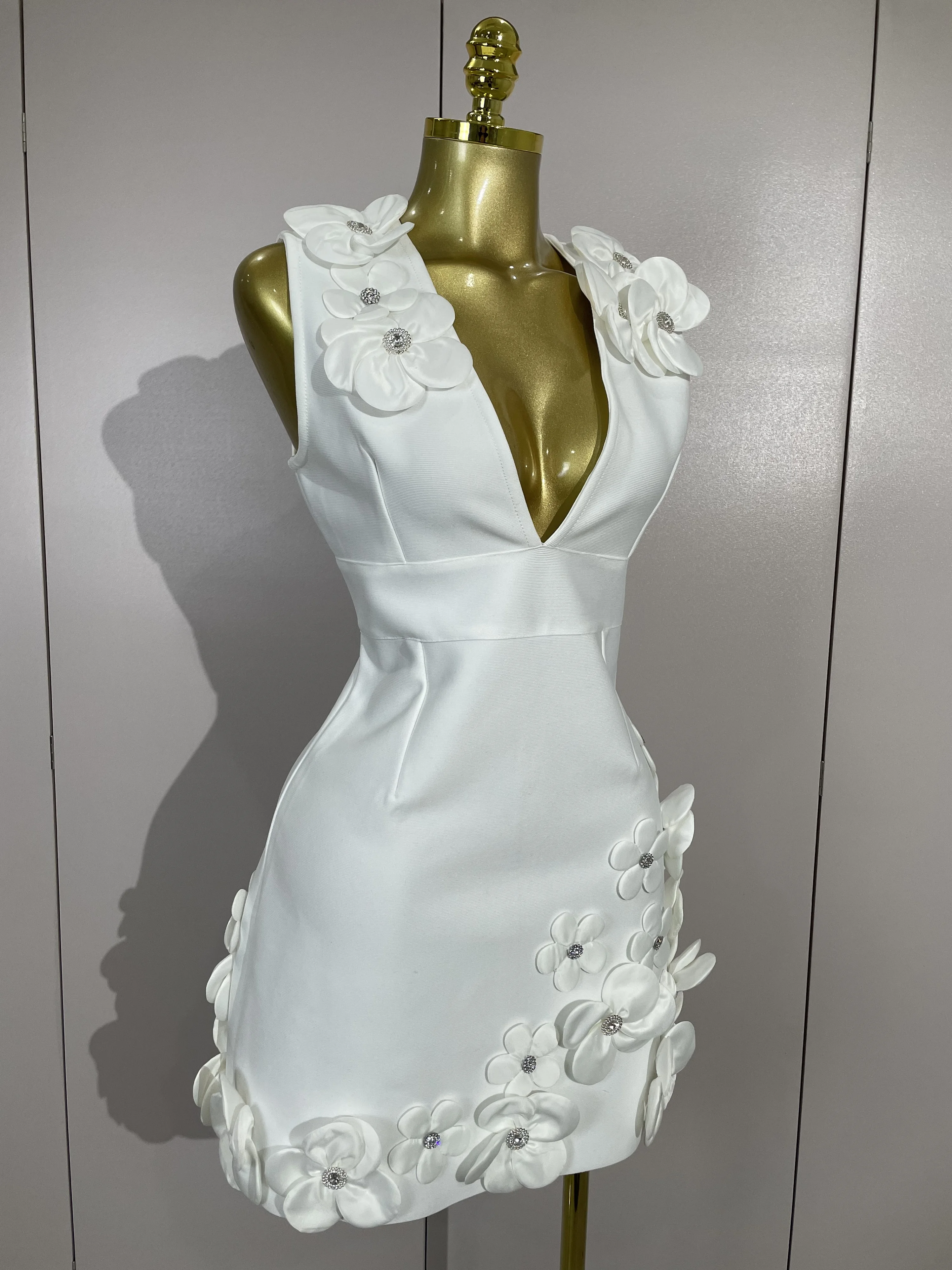 Crystal Sleeveless V-Neck Evening Gown — Image 22