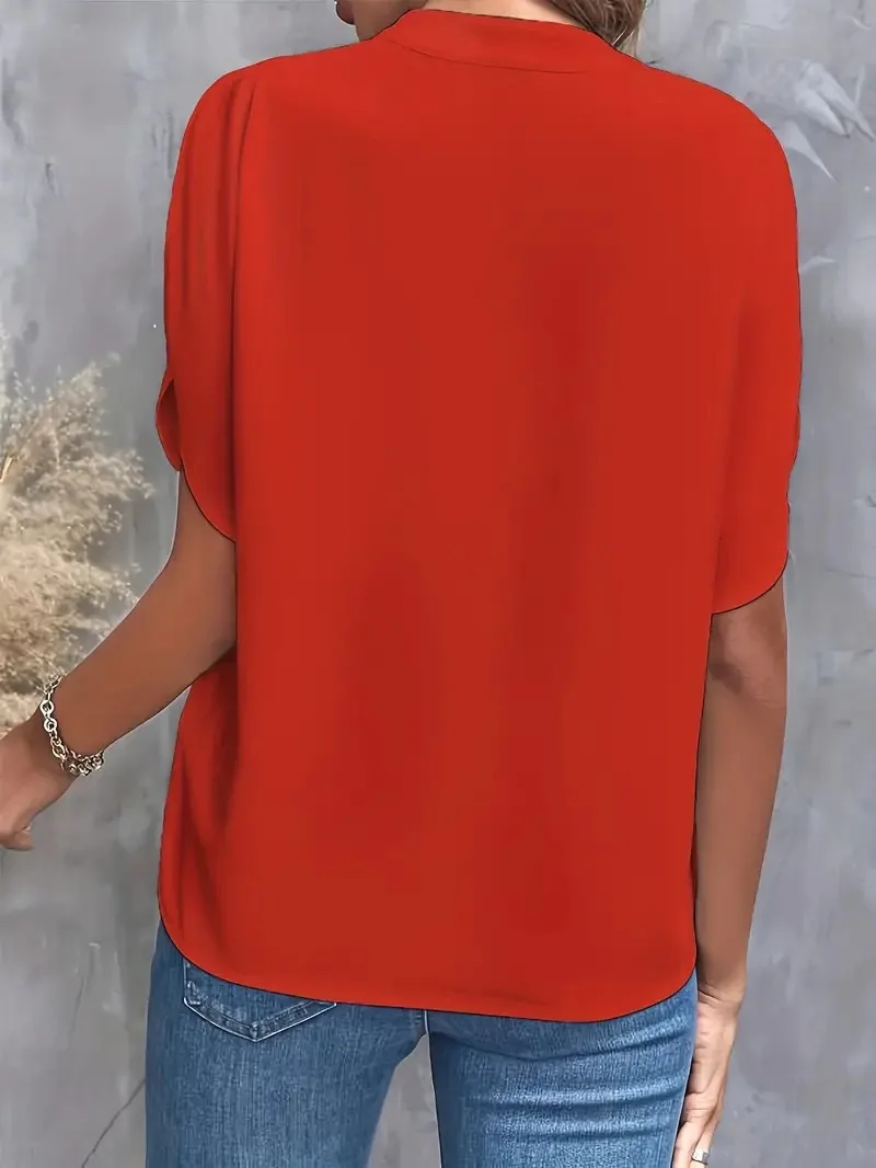 Casual Solid Summer Blouse — Image 10