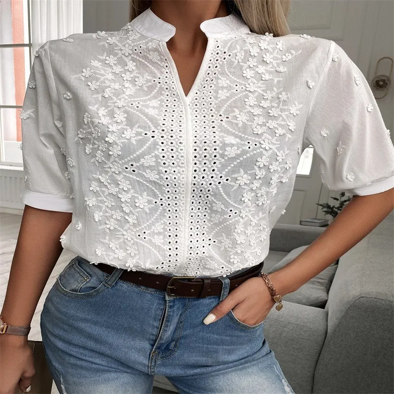 Elegant Short Sleeve Summer Blouse — Image 6
