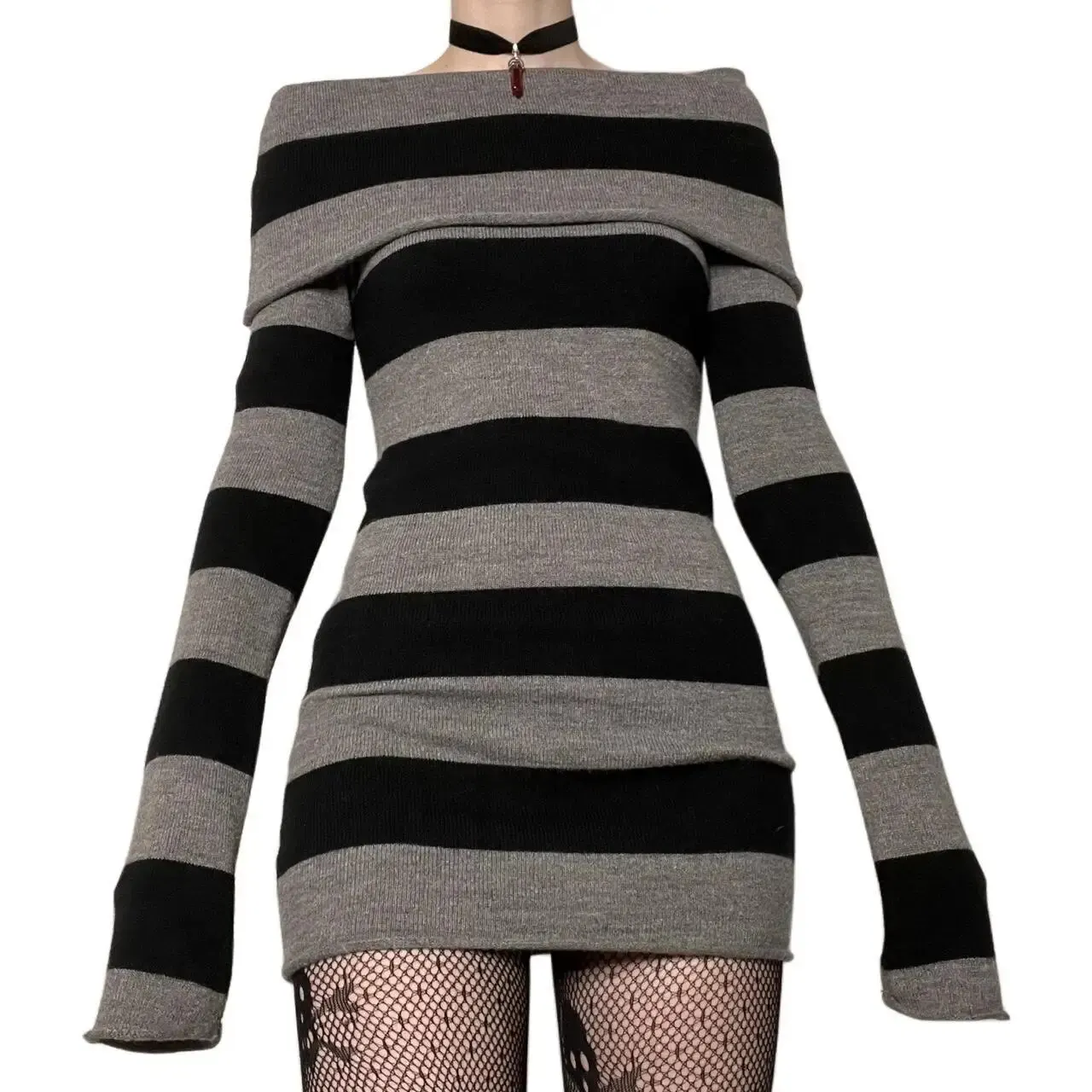 Bodycon Striped Mini Dress — Image 6