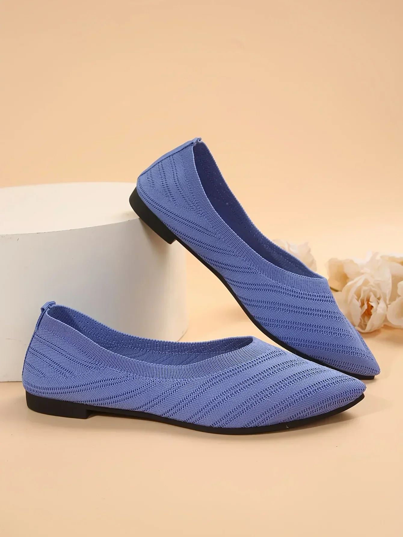 Solid Knitted Pointed-Toe Sandals — Image 41
