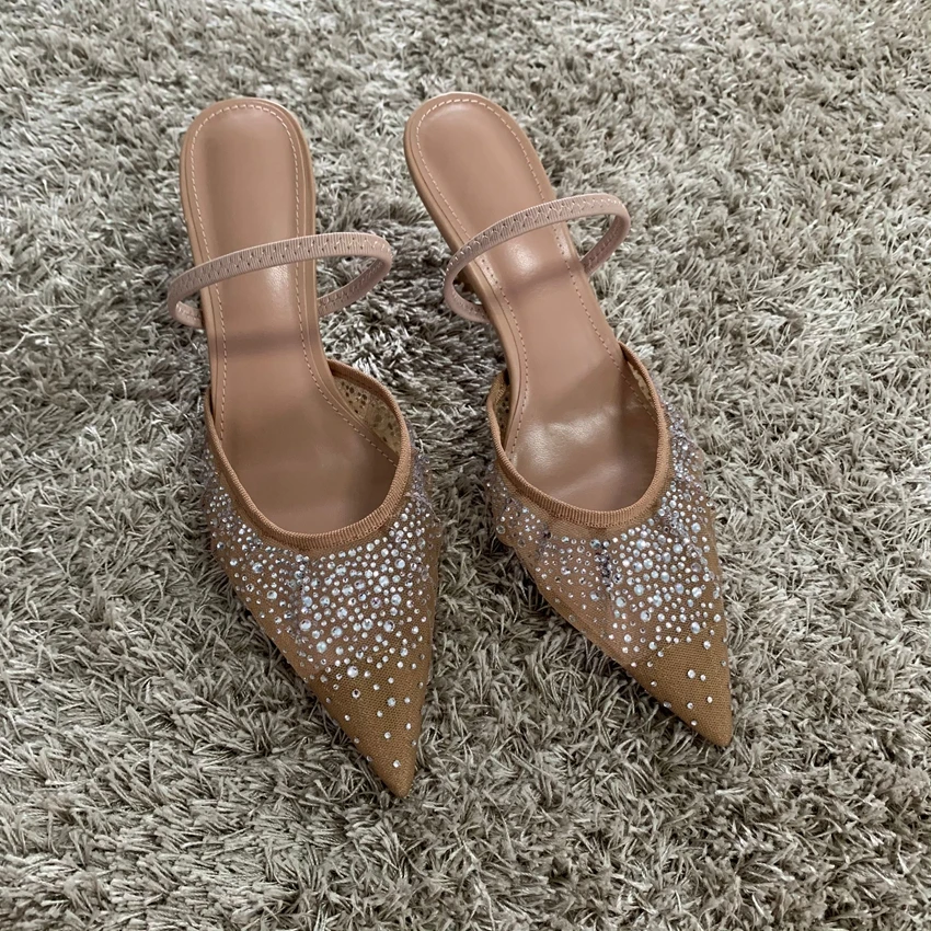 Rhinestone Mesh Summer High Heels — Image 3