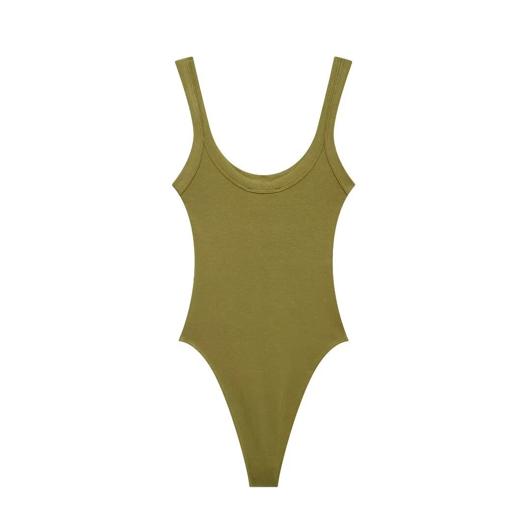 Slim-Fit Ribbed Bodysuit with Buttons — Image 26