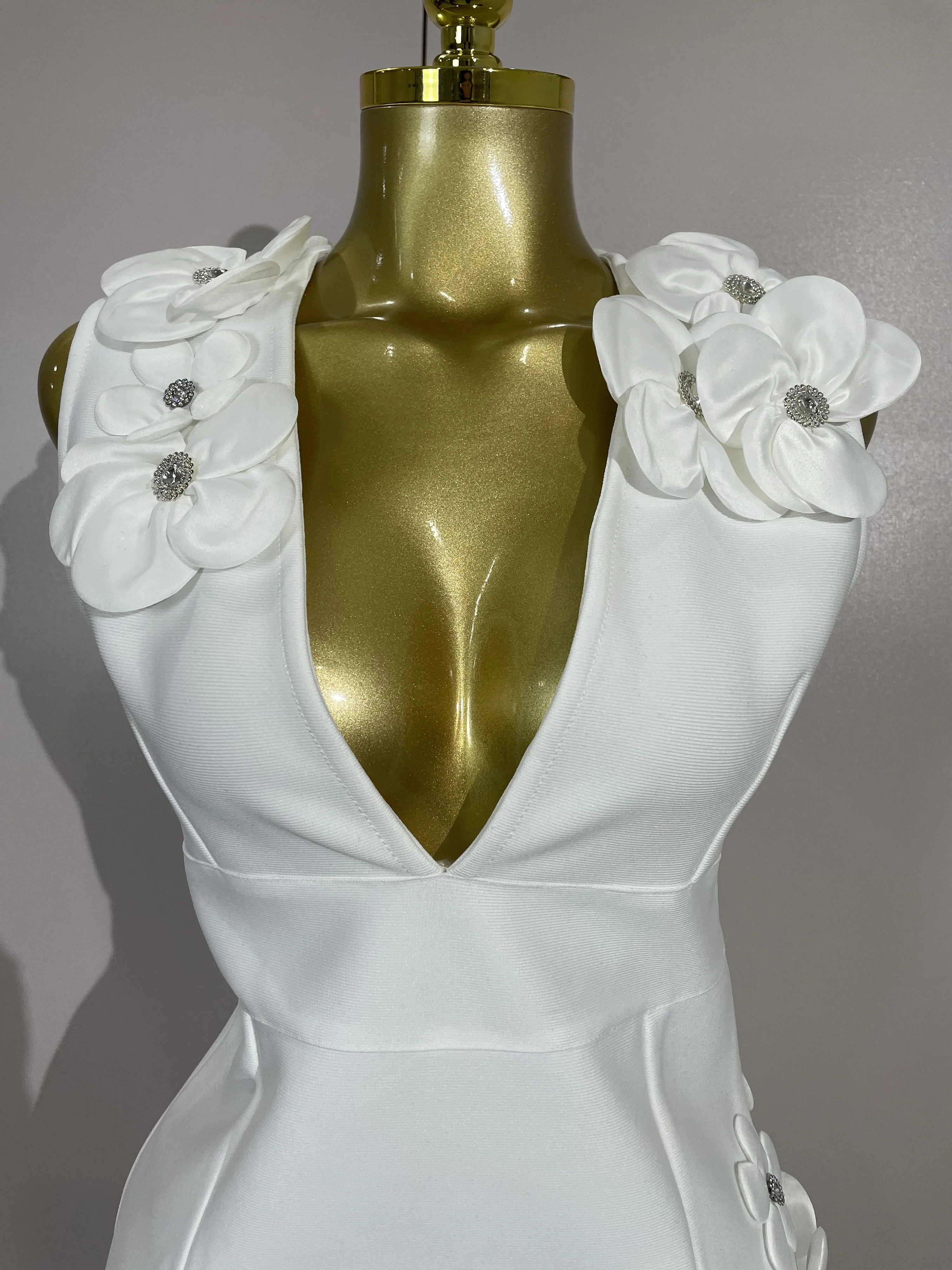 Crystal Sleeveless V-Neck Evening Gown — Image 23