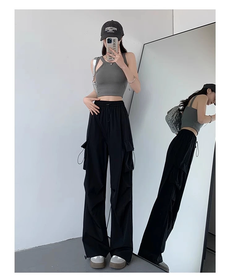 Summer Wide-Leg Cargo Pants with Pockets — Image 7