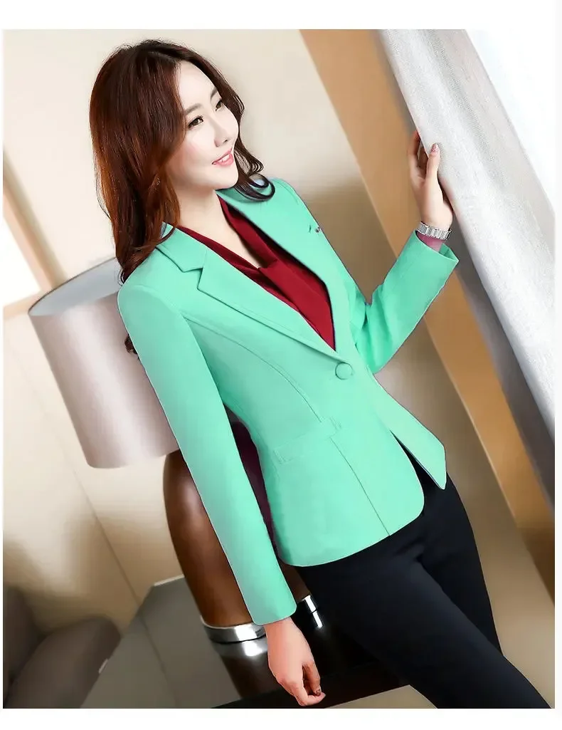 Korean-Style Slim-Fit Long Sleeve Blazer — Image 16